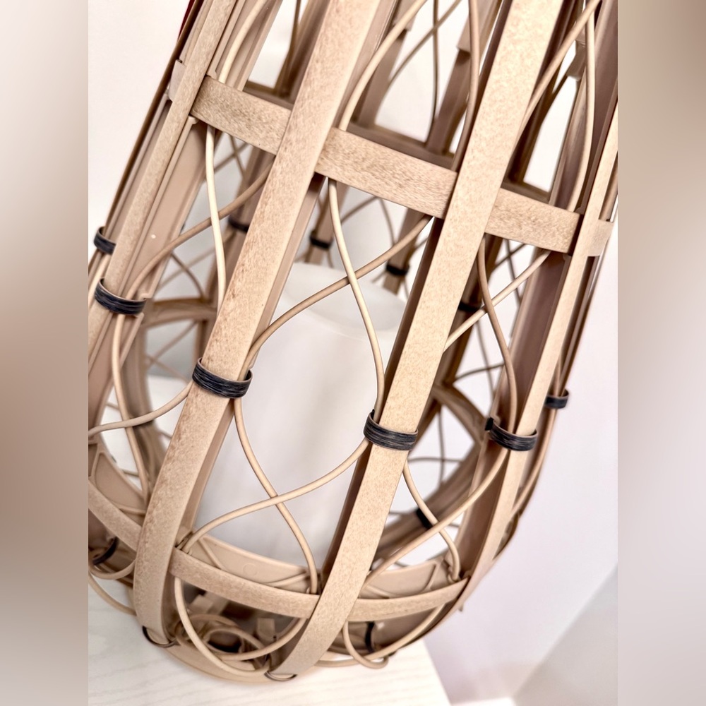 Opalhouse Rattan Flickering LED Tan Woven Lantern Indoor/Outdoor 5-hour timer - Picture 2 of 7